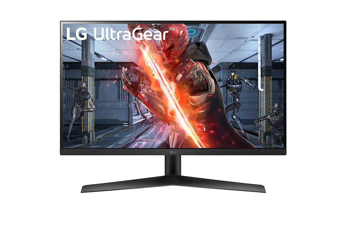 LG Ar NVIDIA® G-SYNC® saderīgs 27'' UltraGear™ Full HD IPS 1ms (GtG) monitors spēlēm, skats no priekšpuses, 27GN60R-B