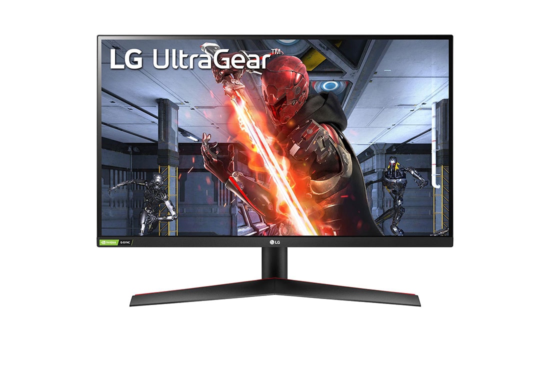 LG Ar NVIDIA® G-SYNC® saderīgs 27'' UltraGear™ QHD IPS 1 ms (GtG) monitors spēlēm, skats no priekšpuses, 27GN800P-B