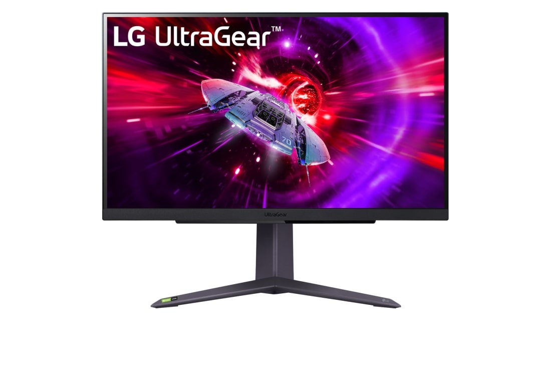 LG 27 collu UltraGear™ QHD monitors spēlēm ar 165 Hz atsvaidzes intensitāti, skats no priekšpuses, 27GR75Q-B