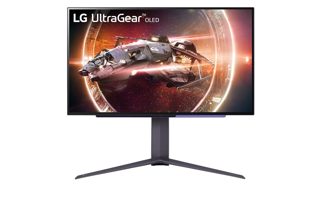 LG 27 collu UltraGear™ OLED spēļu monitors | HDR400 True black, 240 Hz, 0,03 ms (GtG), skats no priekšpuses, 27GS95QE-B