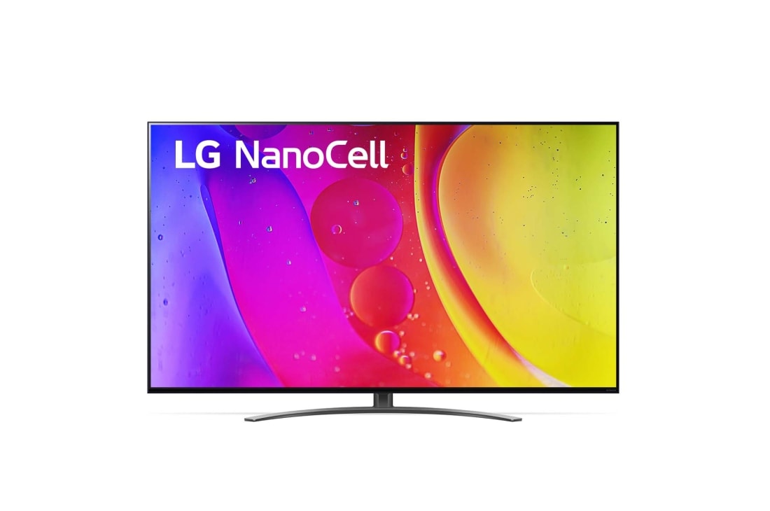 LG 75 collu NanoCell 4K televizors ar α7 procesoru un Dolby Atmos, Skats no priekšpuses uz LG NanoCell televizoru, 75NANO813QA