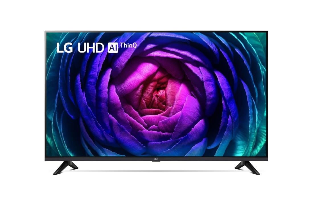 LG UHD UR74 55 collu 4K Smart TV 2023, skats no priekšpuses bez aizpildošā attēla, 55UR74003LB