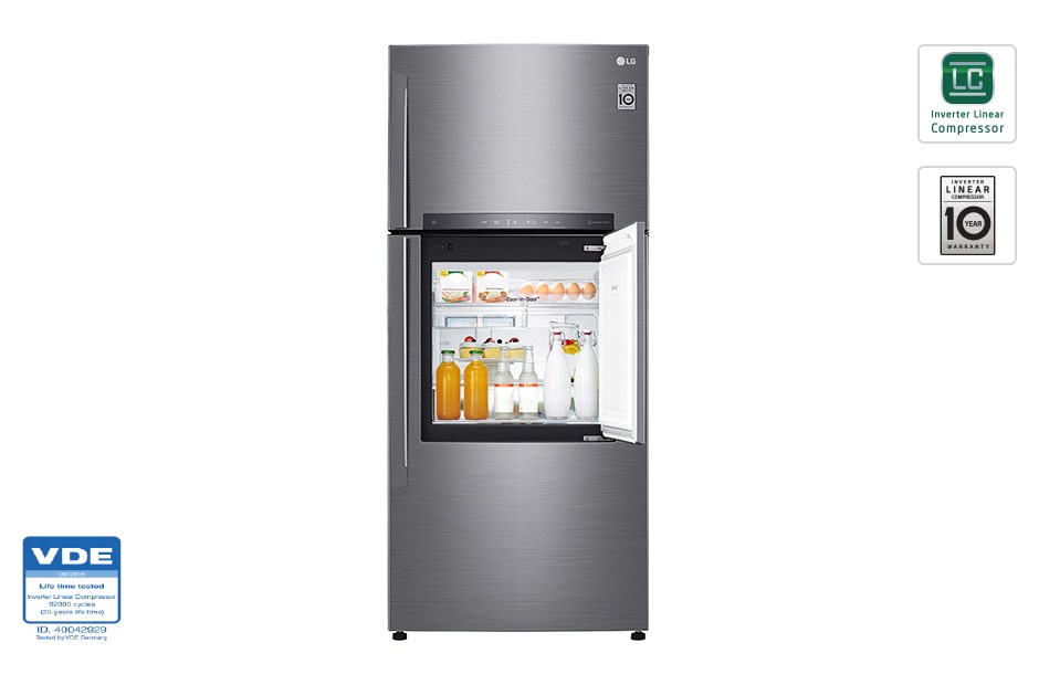 LG IEC Gross 549L Platinum Silver Top Freezer with Inverter Linear Compressor & DoorCooling+, GN-A702HLHU