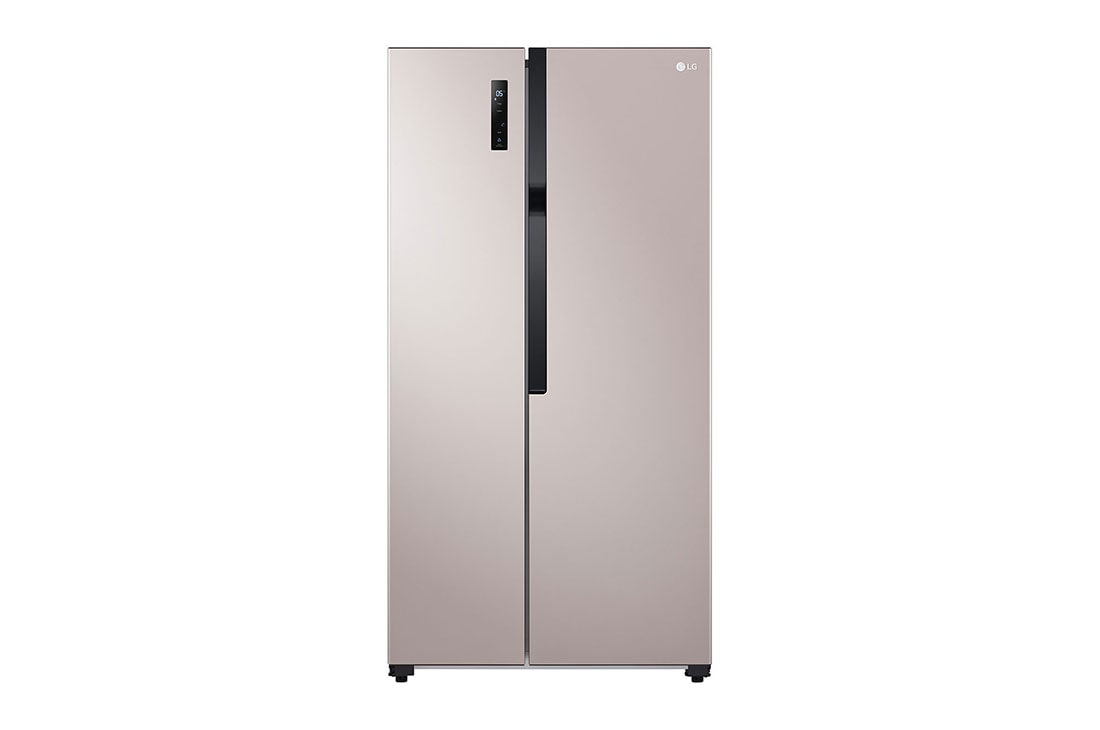 LG 508L Side-by-Side Fridge in Gold Finish, front view, GC-B507PGAM