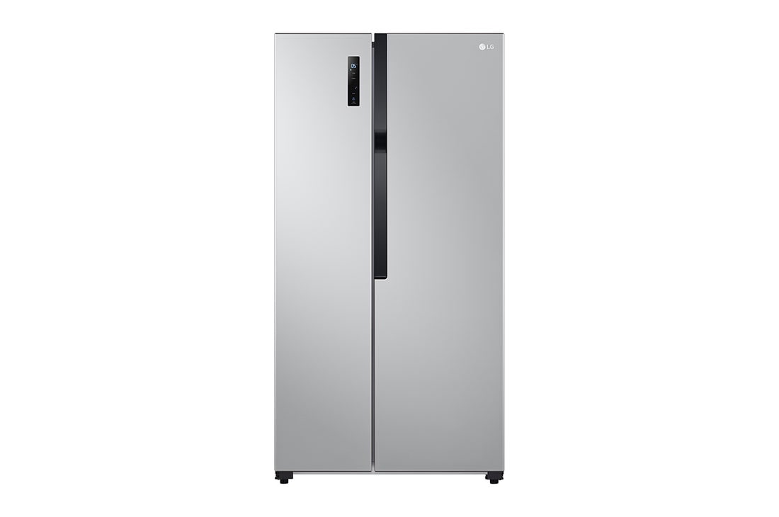 LG 508L Side-by-Side Fridge in Silver Finish, front view, GC-B507PQAM