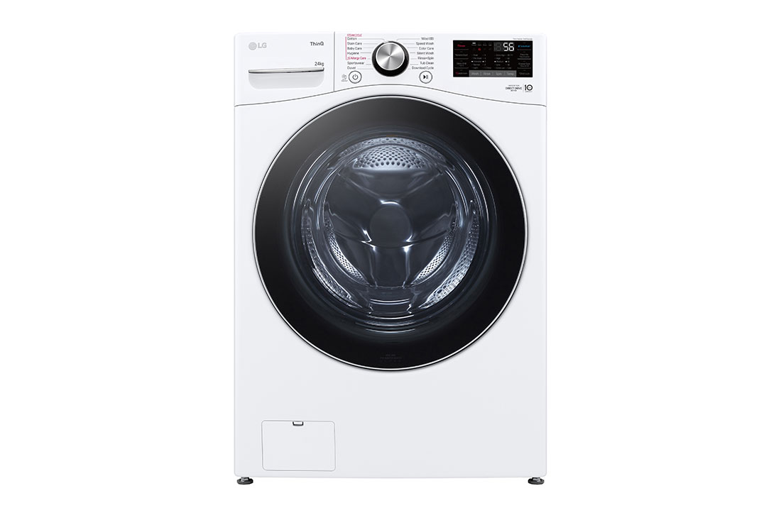 LG 24kg Front Load Washer with AI Direct Drive™ and TurboWash™, front view, F2724SVRW