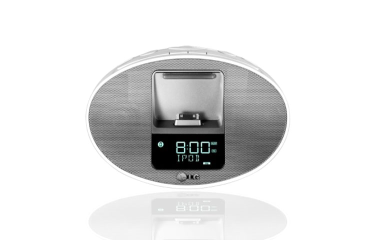 LG IPhone(4)/iPod mini docking station met 3W vermogen, Front Punching Metal Design, Portable in en Radio-/Alarm-/Klokfunctie., PA36