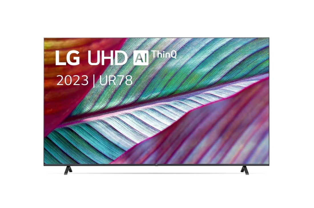 LG UHD UR78 86 inch 4K Smart TV, 2023, Vooraanzicht van de LG UHD TV, 86UR78006LB