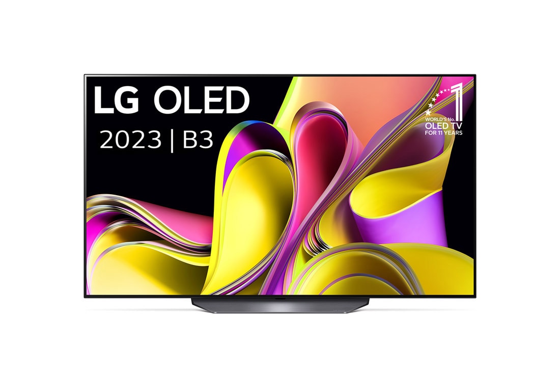 LG OLED B3 55 inch 4K Smart TV 2023, Vooraanzicht met LG OLED en 10 jaar wereld nr.1 OLED embleem., OLED55B36LA