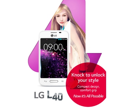 LG Nye LG L40 er beregnet for livsnytere som griper dagen, natten og alt imellom. Med en kompakt og smidig design kommer du til å elske å holde i den nye L40 - den passer som perfekt for deg. Den sterkt vanedannende og praktiske funksjonen KNOCK Code™ er nå standard i L-serien., LG L40 D160