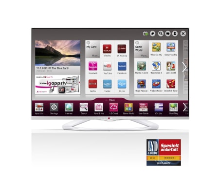 LG Hvit 47-tommers SMART-TV med Magic Remote, 0,9 GHz dobbeltkjerneprosessor og 1,25 GB RAM. Cinema3D, Wi-Fi og DLNA. , 47LA667V