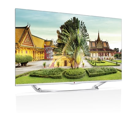 LG Metallfarget 47-tommers SMART-TV i Cinema Screen-design med hvite detaljer og Magic Remote, 0,9 GHz dobbeltkjerneprosessor og 1,25 GB RAM. Cinema3D, Wi-Fi og DLNA. , 47LA740V