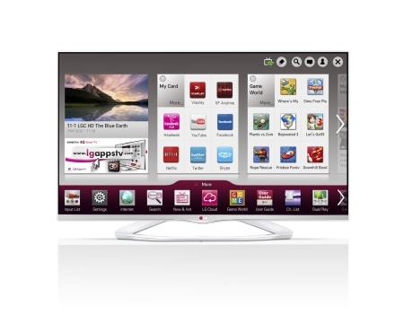 LG Hvit 55-tommers SMART-TV med Magic Remote, 0,9 GHz dobbeltkjerneprosessor og 1,25 GB RAM. Cinema3D, Wi-Fi og DLNA. , 55LA667V
