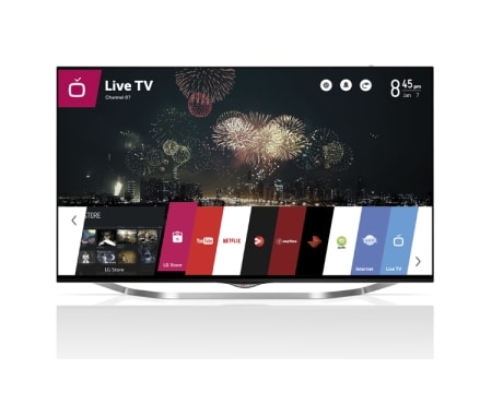 LG Premium Ultra HD-skjerm med innebygde 35 watt høyttalere. Den kommer også med funksjoner som webOS Smart TV med førsteklasses innhold, 3D, Wi-Fi, DLNA og Magic Remote., 55UB950V