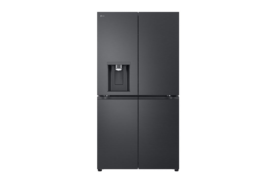 LG 637L French Door Fridge, with Water & Ice Dispenser, in Matte Black Finish, Front View, GF-L700MBL