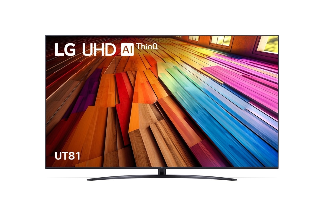 LG 75 Inch LG UHD UT81 4K Smart TV, Front view, 75UT81006LA