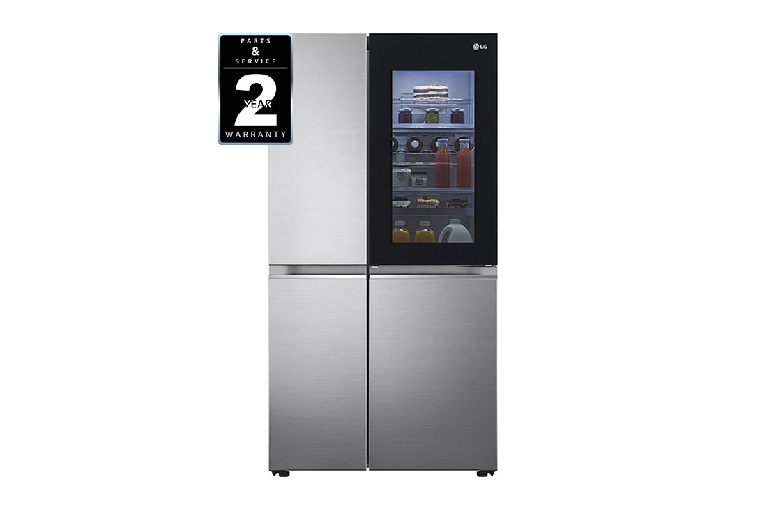 LG InstaView Door-in-Door™ Refrigerator, front light on food view, RVS-Q245NS