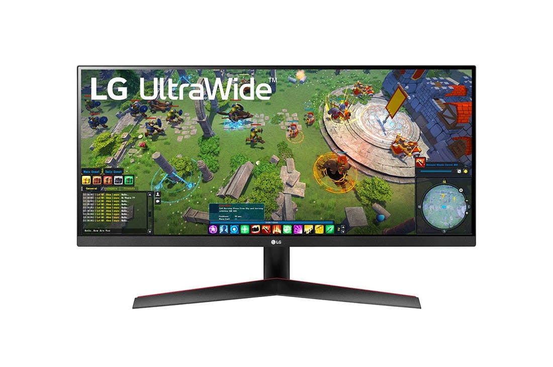 LG Monitor LG 29” 21:9 UltraWide, 1ms MBR, WFHD, IPS , HDR10 z FreeSync z USB-C (DisplayPort Mode), 29WP60G-B, Widok z przodu, 29WP60G-B