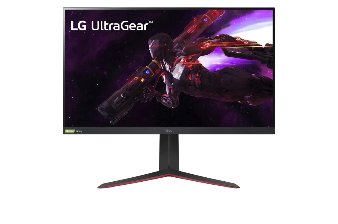 LG Monitor LG 32” UltraGear™ Nano IPS 1ms Gaming Monitor with NVIDIA® G-SYNC® Compatible 32GP850 , Widok z przodu, 32GP850-B