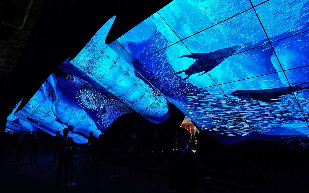 LG created an inspiring and memorable entrance for CES 2019, connecting flexible OLED panels to show off stunning scenery in an immersive experience | More at LG MAGAZINE