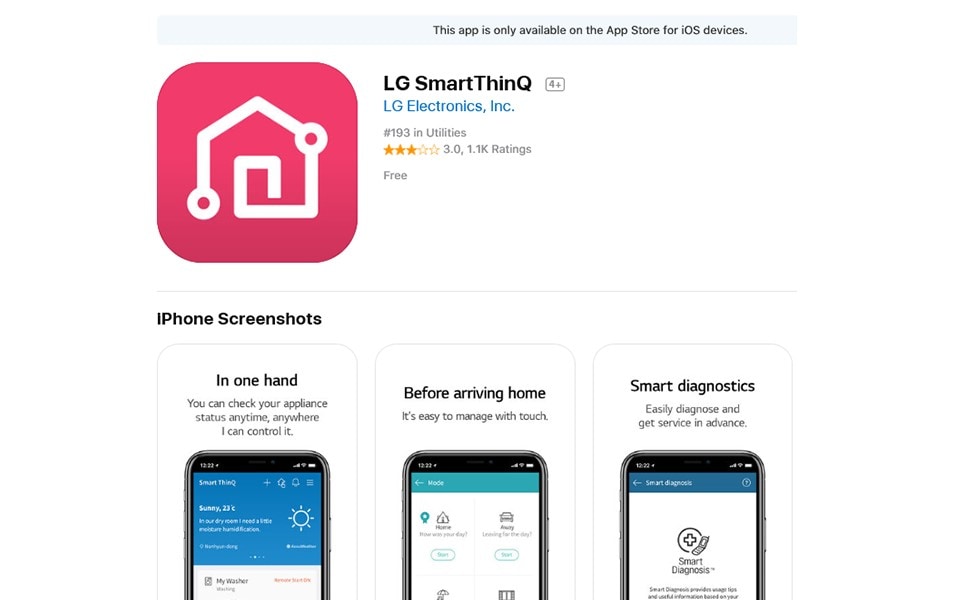 LG SmartThinQ appstore