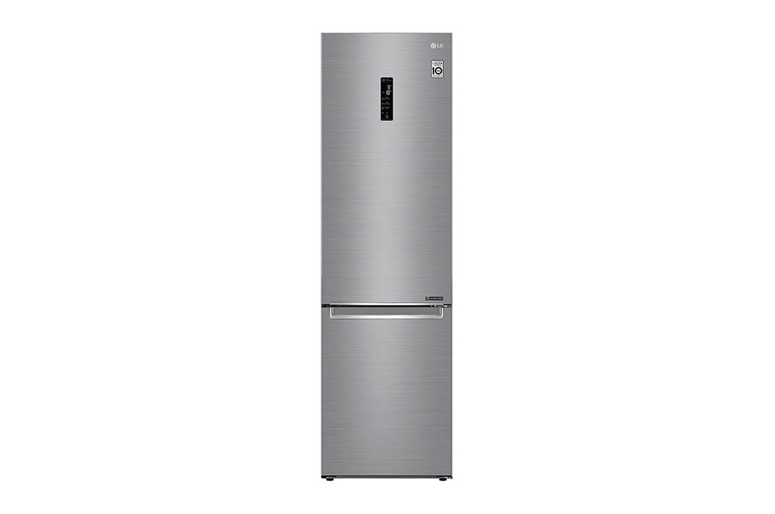 LG Combină frigorifică | Clasa E | 384 L | Total No Frost | Compresor Smart Inverter 10 ani Garanție | Door Cooling | ThinQ™ | Gri metalizat, Front image, GBB72PZDMN