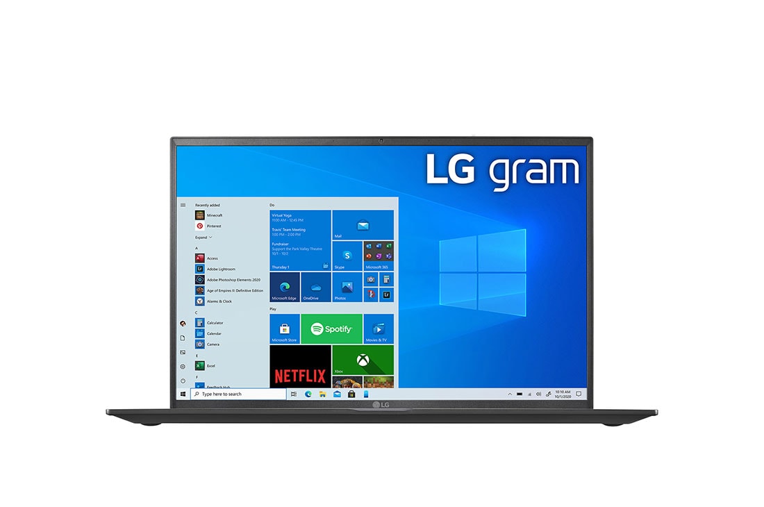 LG gram ultra-ușor, cu ecran de 16'' IPS 16:10  și platformă Intel® Evo™, Vedere frontală, 16Z90P-G.AA78H1