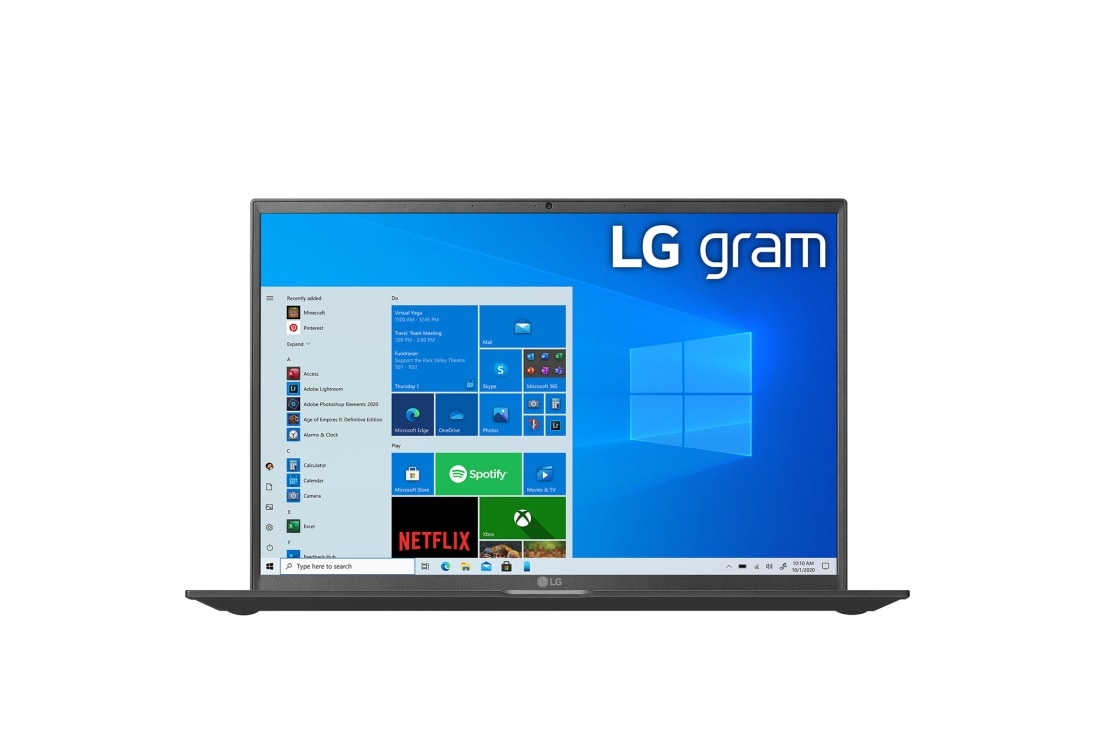 LG gram ultra-ușor, cu ecran IPS de 14'' 16:10  și platformă Intel® Evo™, Vedere frontală, 14Z90P-G.AR51H1