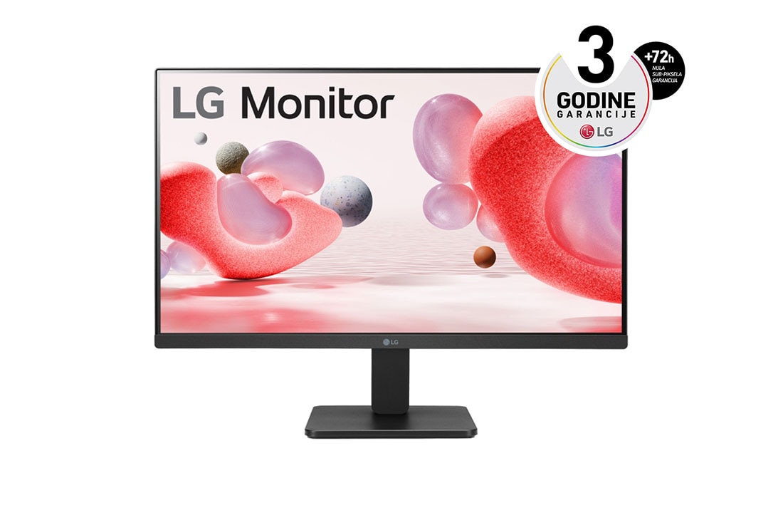 LG 24'' Full HD IPS monitor sa brzinom osvežavanja od 100 Hz, prednji prikaz, 24MR400-B