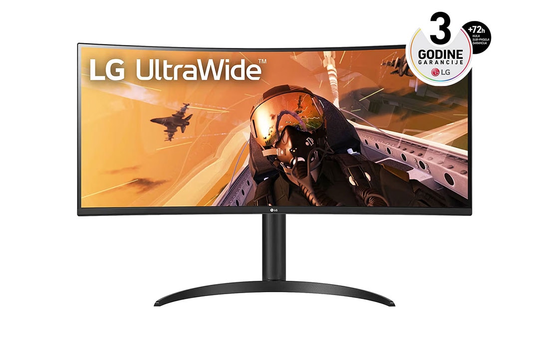 LG 34” UltraWide™ 21:9, zakrivljeni VA monitor sa brzinom osvežavanja od 160 Hz, prednji prikaz, 34WP75CP-B