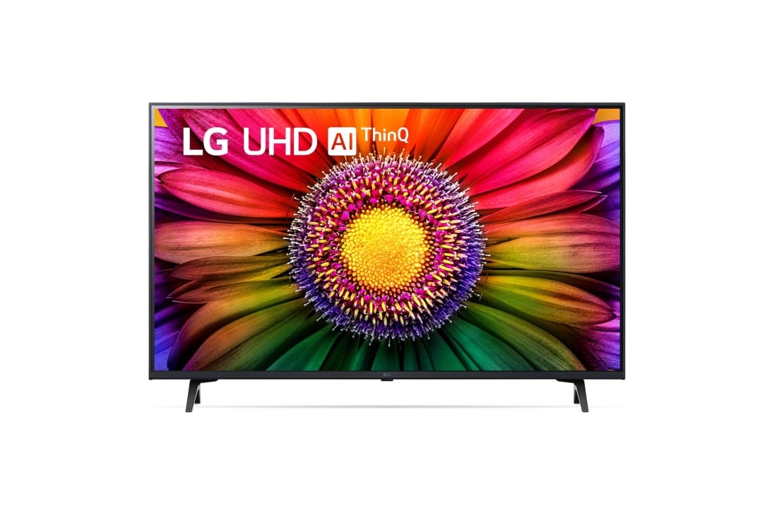 LG UHD UR80 43 inča 4K Smart TV, 2023, Prikaz LG UHD TV spreda, 43UR80003LJ
