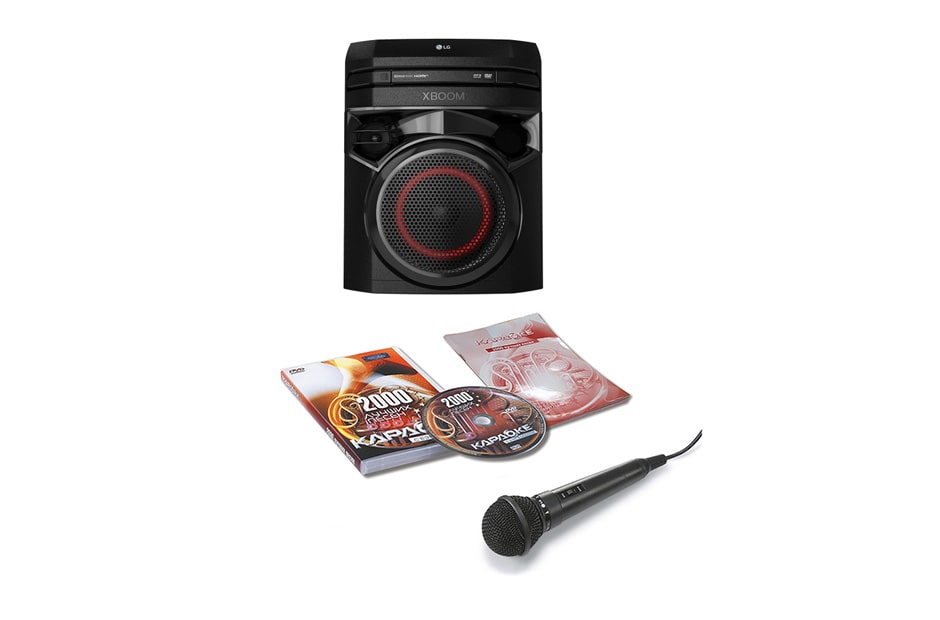 LG XBOOM | аудиосистема с Караоке | Диск 2000 песен и микрофон в комплекте, ON44DK