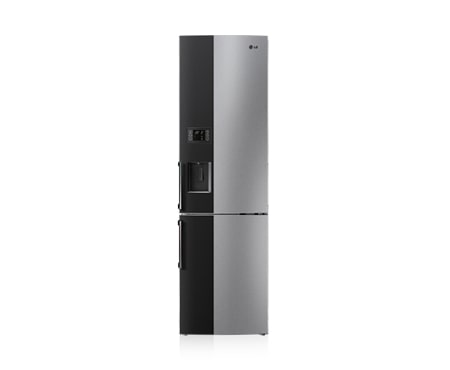 LG Холодильник с нижним расположением морозильной камеры, линейный компрессор, система охлаждения LG Total No Frost, двух-цветный: серебристый\матовый чёрный. Высота 201см., GR-F499BNKZ