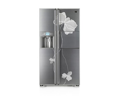 LG Холодильник категории Side by Side, платиново серебристый цвет с кристаллами Сваровски., GR-P247JHLE