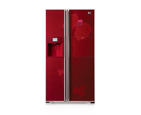 LG Холодильник категории Side by Side, винно красный цвет с кристаллами Сваровски., GR-P247JYLW