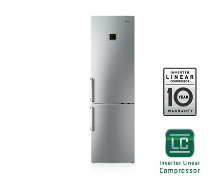 LG Холодильник с нижним расположением морозильной камеры , с системой охлаждения LG Total No Frost, цвет Стальной. Высота 201см., GW-B499BAQZ