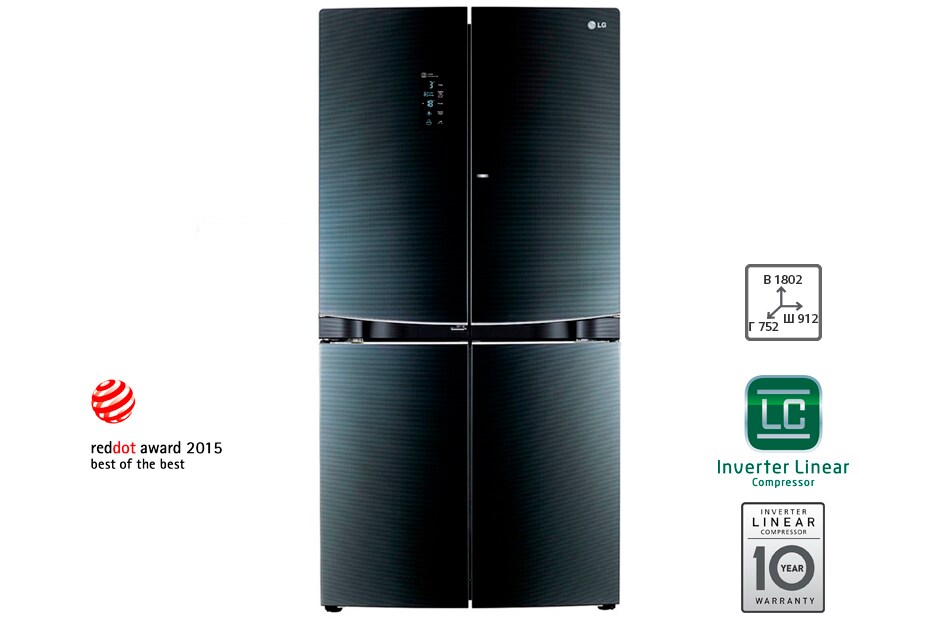 LG Холодильник LG c Инверторным Линейным компрессором, GR-D24FBGLB