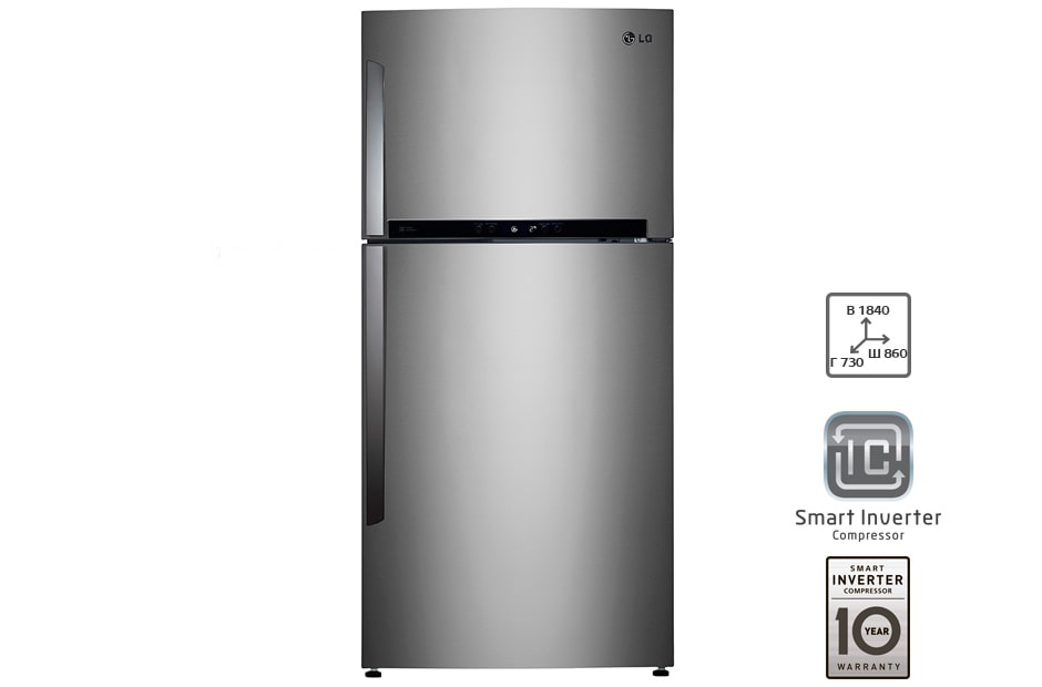 LG Холодильник LG c верхним расположеним морозильной камеры и Умным Инверторным компрессором, GR-M802HAHM