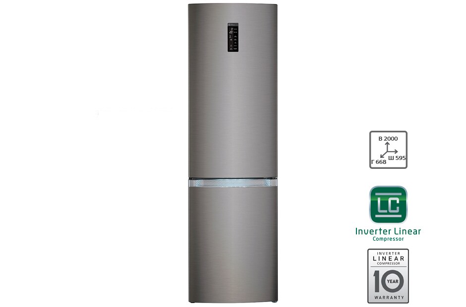 LG Холодильник LG c Инверторным Линейным компрессором, GA-B489TASB