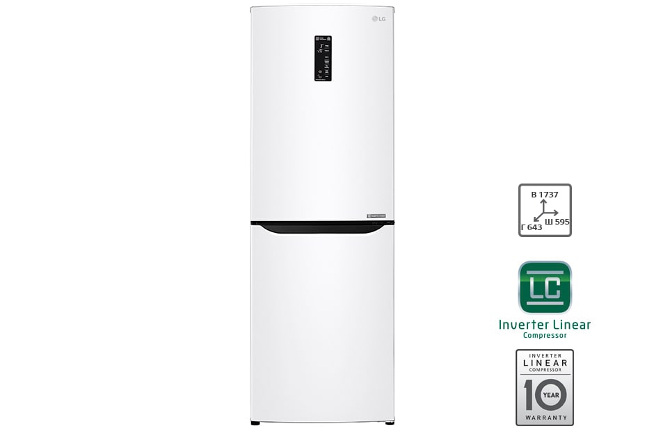 LG Холодильник LG c Инверторным Линейным компрессором, GA-B389SQQZ