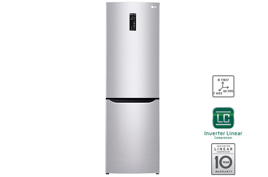 LG Холодильник LG c Инверторным Линейным компрессором, подключением к Wi-Fi и управлением через смартфон с приложением SmartThinQ, GA-B429SAQZ