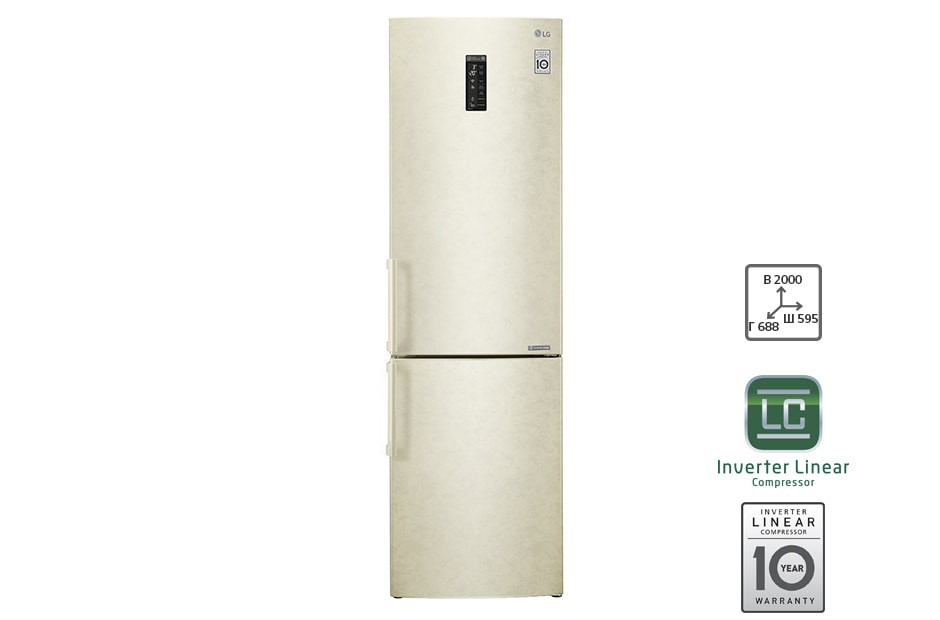 LG Холодильник LG c Инверторным Линейным компрессором, подключением к Wi-Fi и управлением через смартфон с приложением SmartThinQ, GA-B499YEQZ