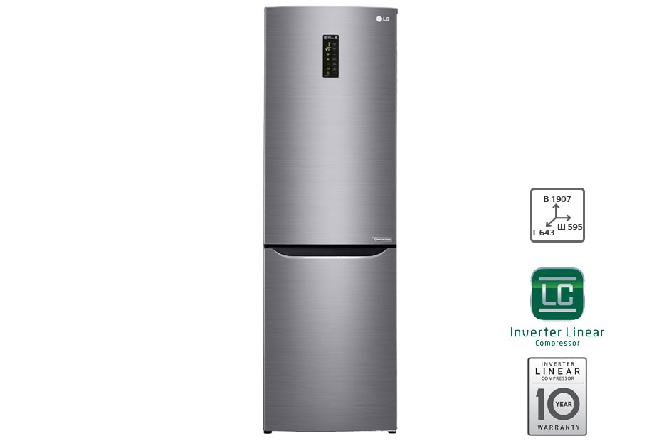 LG Холодильник LG c Инверторным Линейным компрессором, подключением к Wi-Fi и управлением через смартфон с приложением SmartThinQ, GA-E429SMRZ