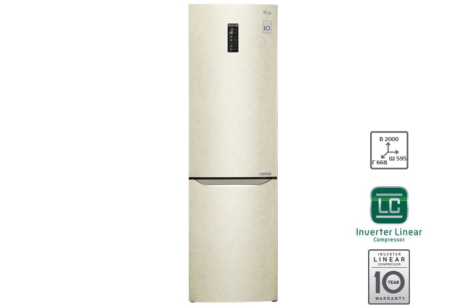 LG Холодильник LG c Инверторным Линейным компрессором, подключением к Wi-Fi и управлением через смартфон с приложением SmartThinQ, GA-B499SEKZ