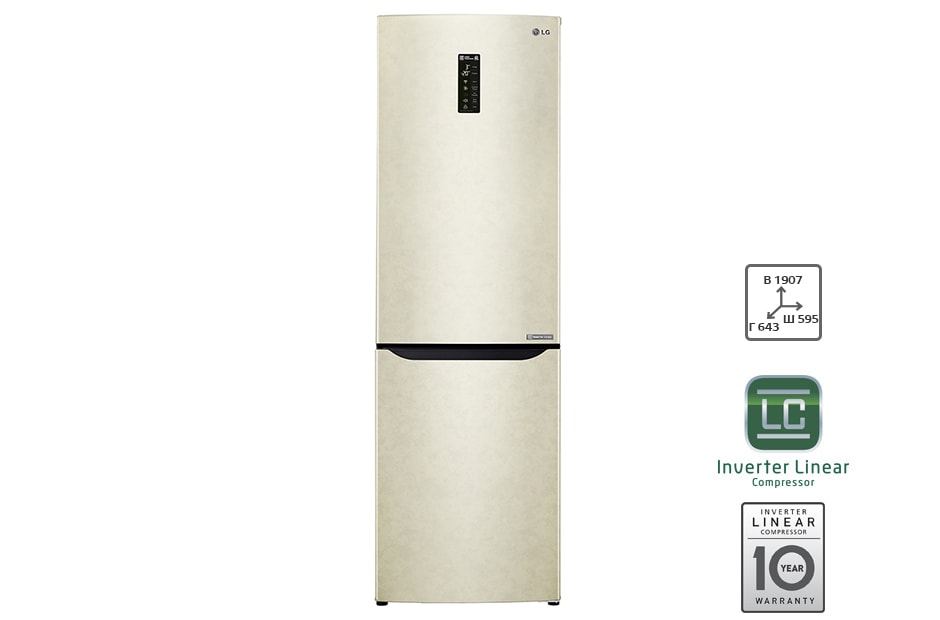 LG Холодильник LG c Инверторным Линейным компрессором, подключением к Wi-Fi и управлением через смартфон с приложением SmartThinQ, GA-B429SEQZ