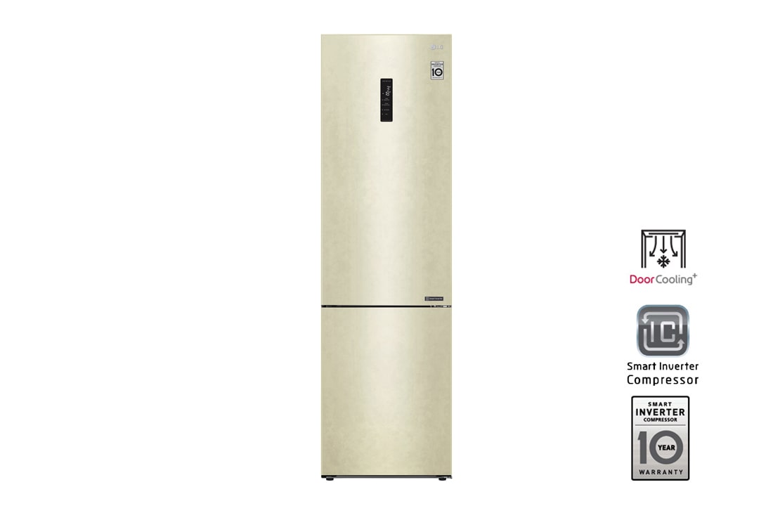 LG Холодильник LG GA-B509CESL с технологией DoorCooling⁺ сенсорным дисплеем на 419 л | Бежевый | Складная полка, Total No Frost, GA-B509CESL