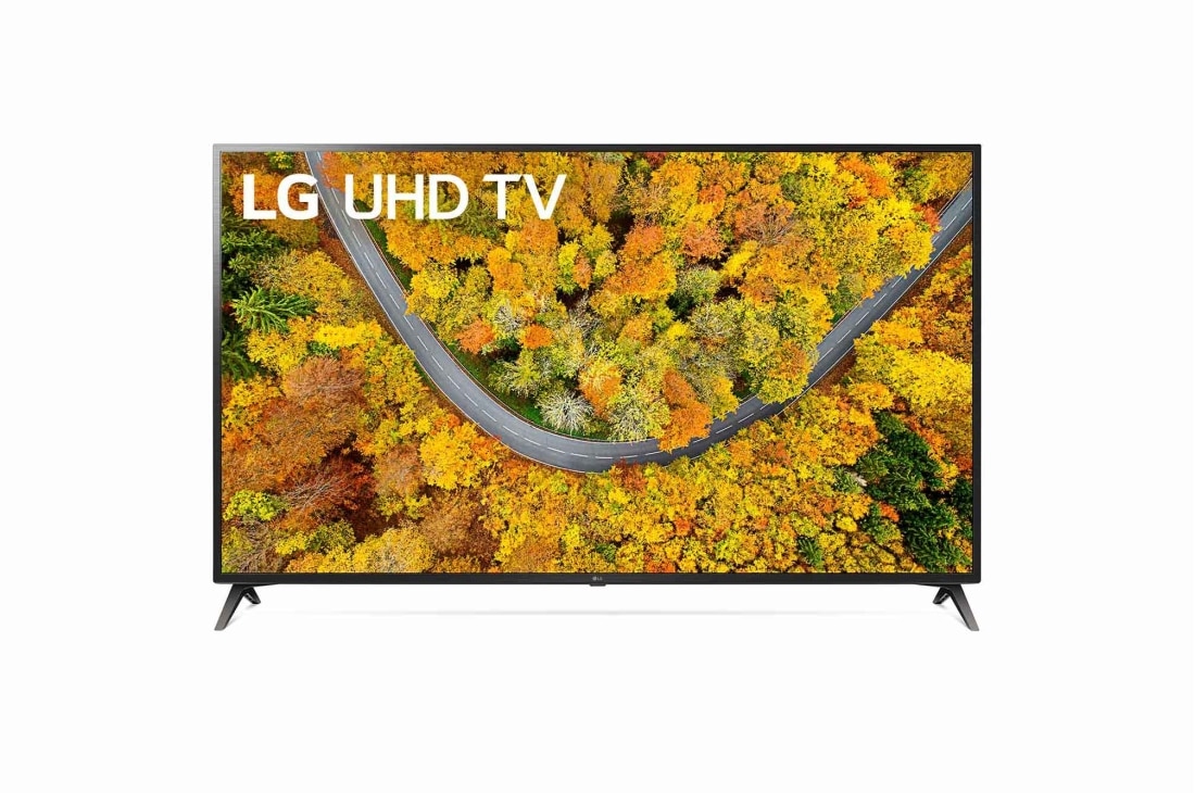 LG 4K UHD телевизор 70'' LG 70UP75006LC, Вид телевизора LG UHD спереди, 70UP75006LC
