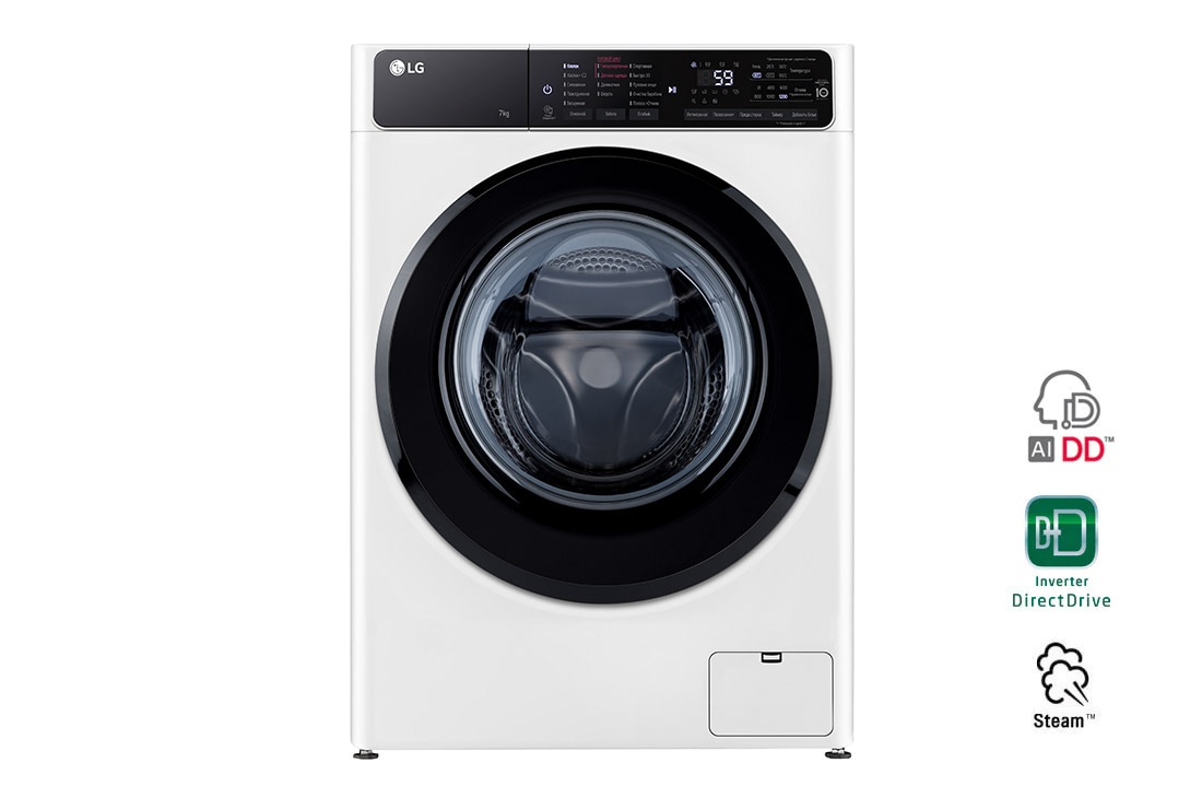 LG Узкая стиральная машина LG F2T3HS6W, технология AI DD, функция пара Steam, 7кг, F2T3HS6W