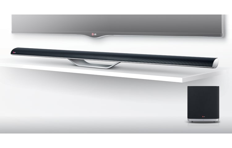 LG Kraftfull 2.1-kanals slimmad och elegant soundbar på 200 W med Bluetooth-anslutning. Väggmonterbar trådlös subwoofer., NB5530A