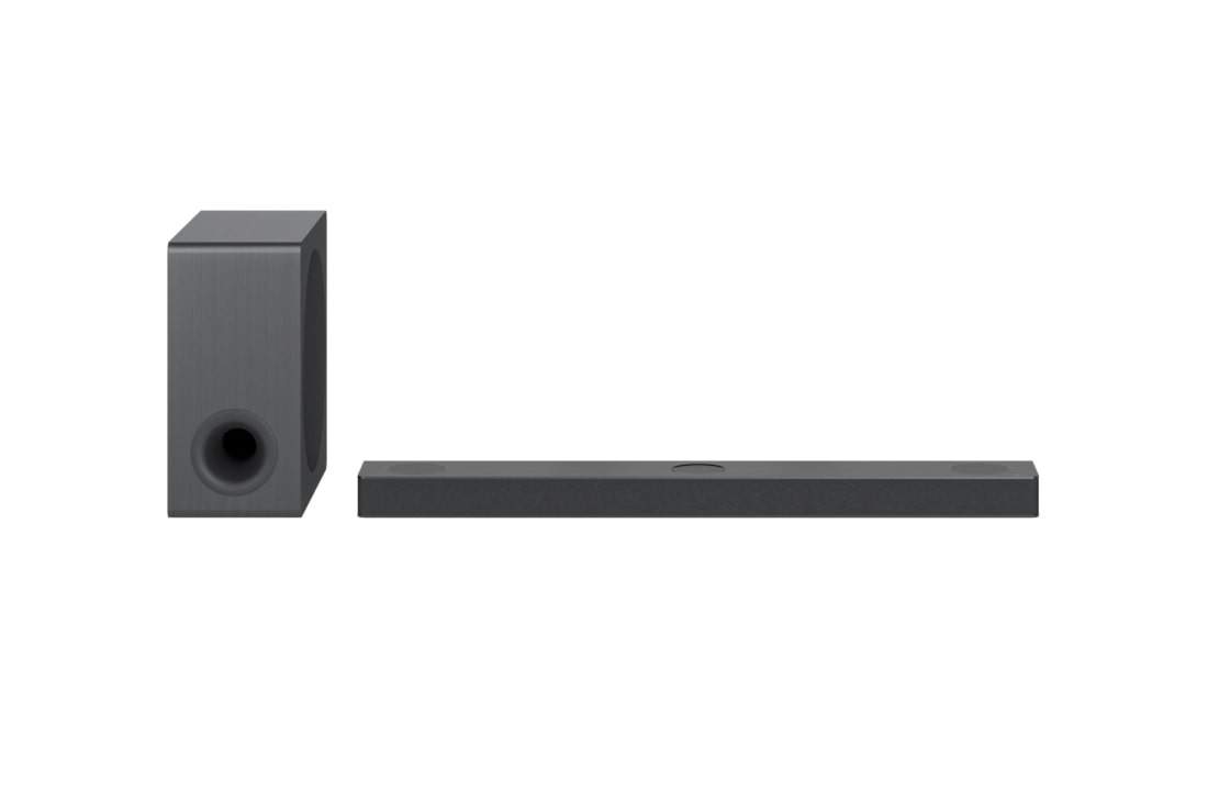 LG Soundbar S80QY, vy av framsidan med subwoofer, S80QY